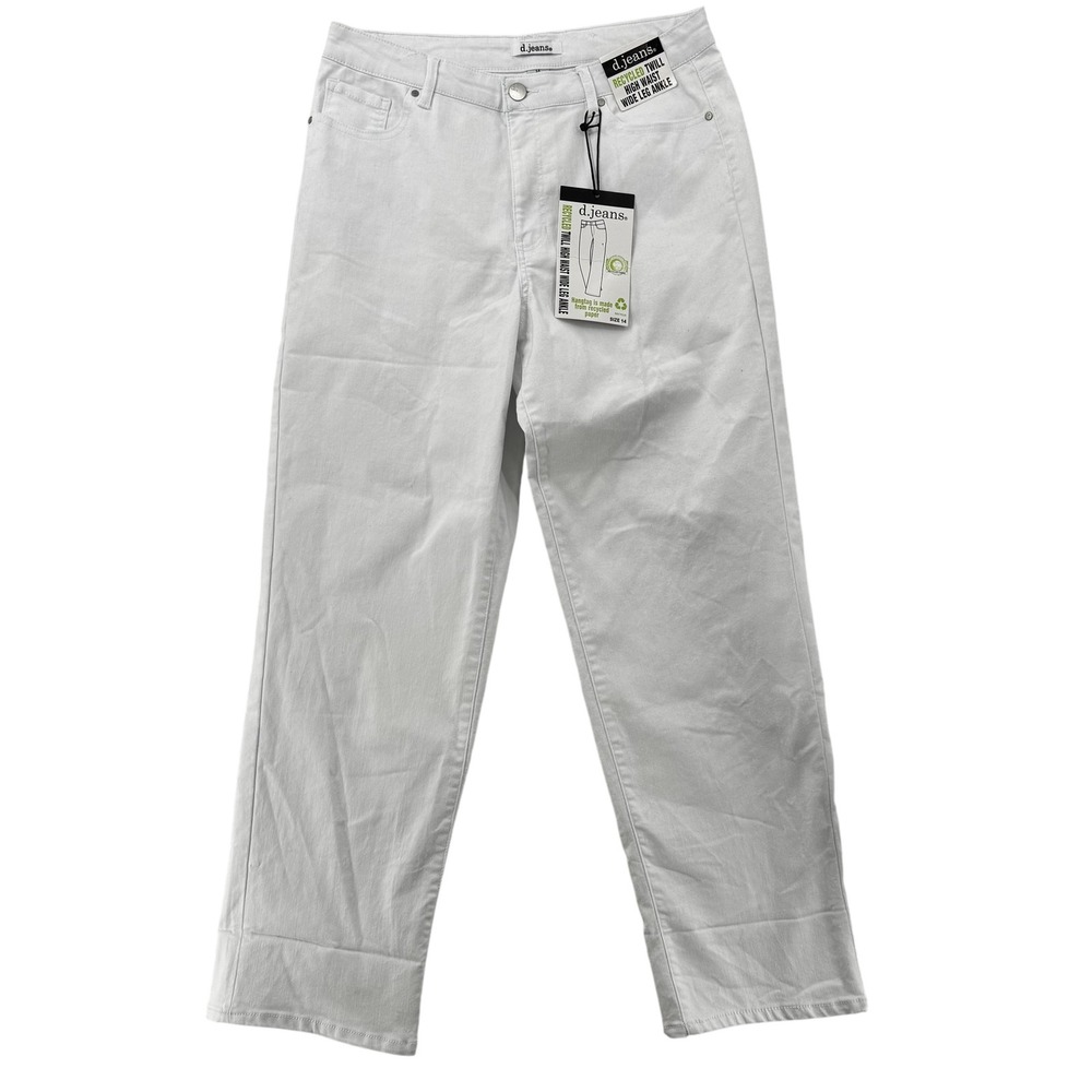 d.jeans Jeans Womens‎ 14 White High Waist Wide Leg Ankle Recycled Twill Stretch